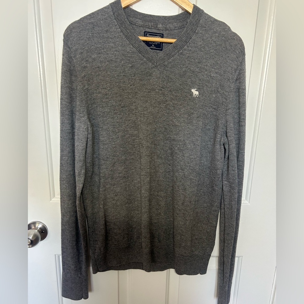 Abercrombie & Fitch Charcoal V-Neck Sweater for Men